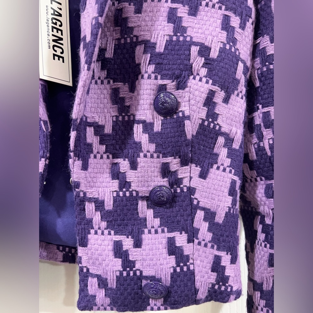 NWT $695 L'AGENCE Inez Houndstooth Pueple Blazer - Picture 3 of 6